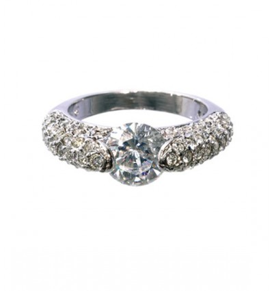Inel rodiat decorat cu cristale Swarovski