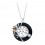 Colier placat cu rodiu, cu pandantiv din onix si cristale Swarovski