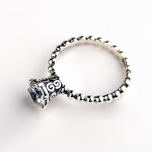 Inel din argint 925 cu cristal zirconia "Vintage Roung Glow"